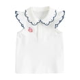 thumbnail image 2 of Fozruso Girl's Summer Vest T Shirt Baby Stylish Children's Style Blouse With Lace Cute And Fashionable Top For 1 8 Years Casual Tee,Sizes 100 White, 2 of 6