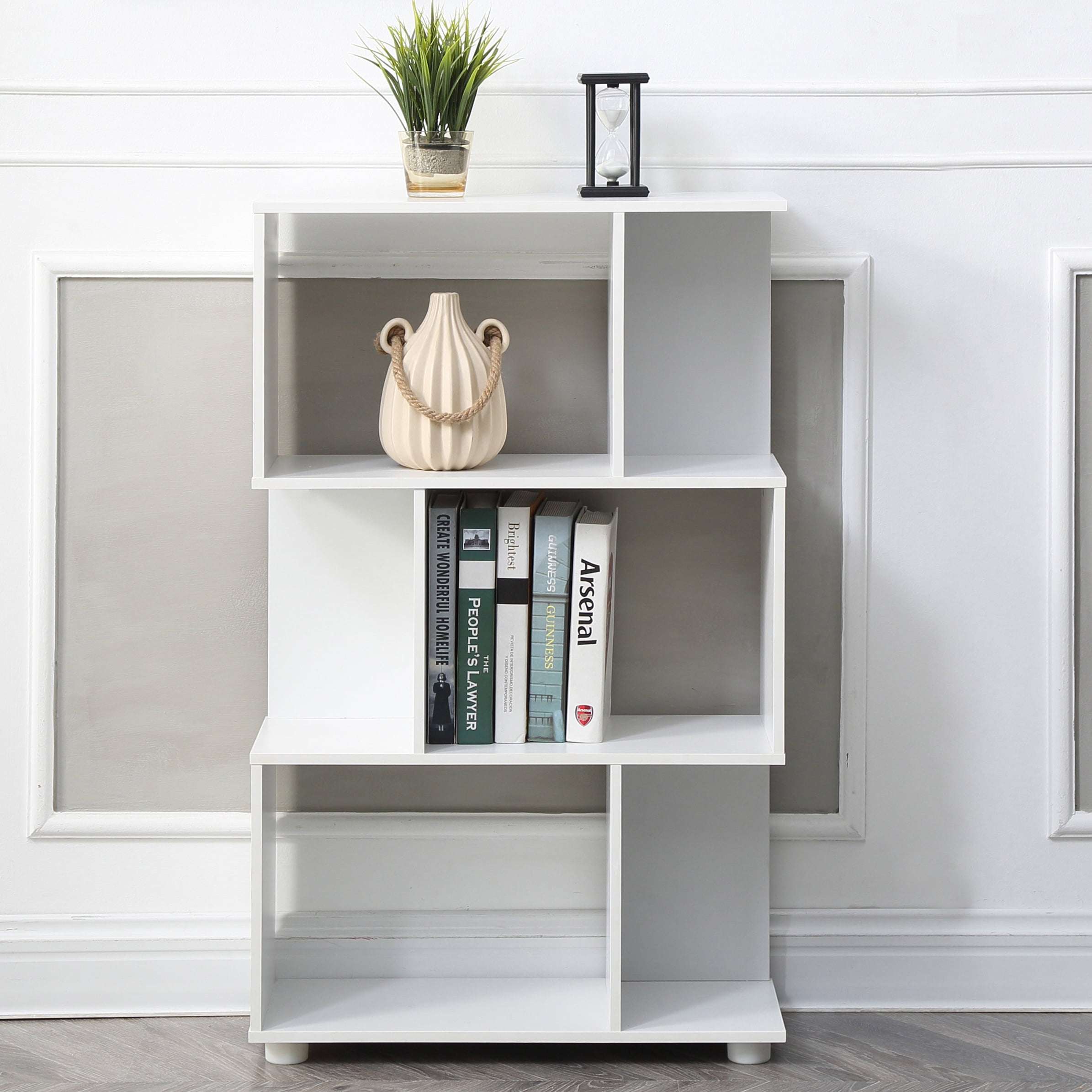  Modern  Staggered 3 Shelf Manor Bookcase  White  Walmart 