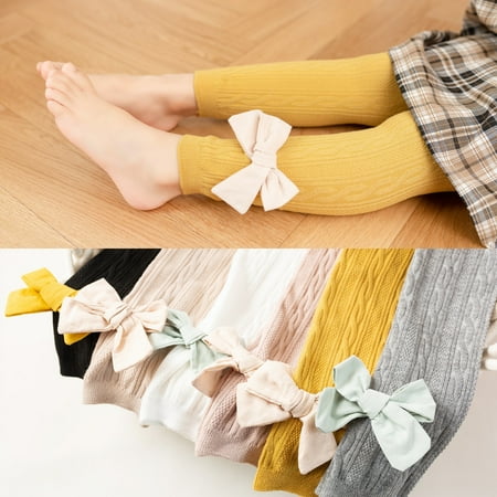 

DDWD Girls‘ Ankle-length Pantyhose Spring and Autumn Thin Baby White One-piece Socks Baby Children‘s Outer Wearing Western Style Bow Leggings