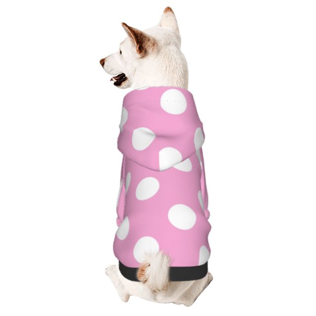 Balery Pink And White Polka Dot Sudadera con Capucha para Perros Pequeños – Ropa para Mascotas, Disfraz para Perros y Gatos, Ideal para Fiestas y Cosplay-Small