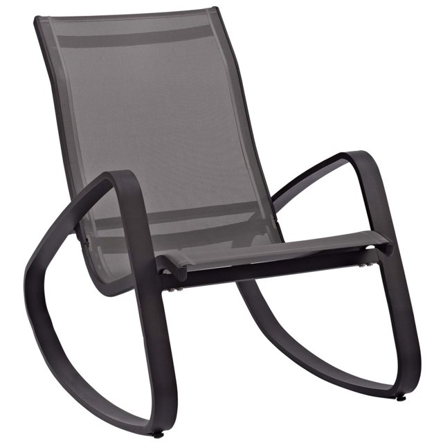 Modway Traveler Mesh Fabric & Aluminum Patio Rocker in Black