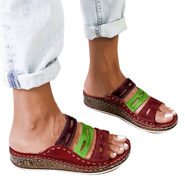 LSLJS Sandales Compensées à Enfiler Multicolores pour Femmes, Chaussures Pantoufles Décontractées, Pantoufles pour Femmes
