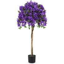 QRKD 53" Artificial Bougainvillea Tree, Faux Silk Flower Plant in Pot with 576 Flowers & 288 Leaves, Indoor Outdoor Fake Bougainvillea for Home, Office and Garden Decor, Purple