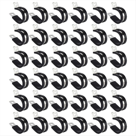 1/4 Inch Stainless Steel Cable Clamp, Rubber Cushioned Insulated for Tube, or Wire Cord Installation,36PCS