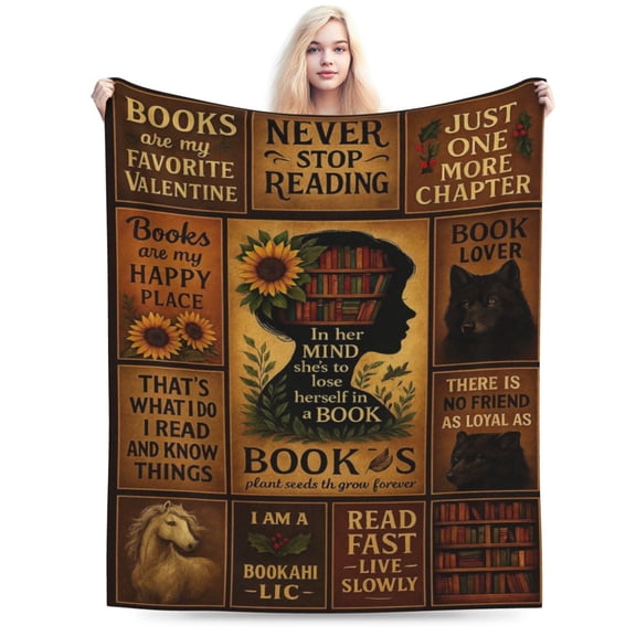 Book Lovers Gifts - Gifts for Book Lovers - Bookworm Presents for Readers Women - Librarian Presents for Women - Booklover Bookish Accessorie Blankets - Reading Throw Blanket 50x40