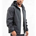 thumbnail image 5 of LYSMORA Mens Hooded Softshell Jacket Cargo Sleeve Pocket Zipper Side Pockets Elastic Cuff Windproof Daily Outdoor Coat, 5 of 7