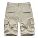 thumbnail image 4 of pstuiky Hombres bajos, Pantalones cortos cargo casuales para hombre, con bolsillos con botones y cremallera, cintura elástica Pantalones cortos cargo, 4 of 5