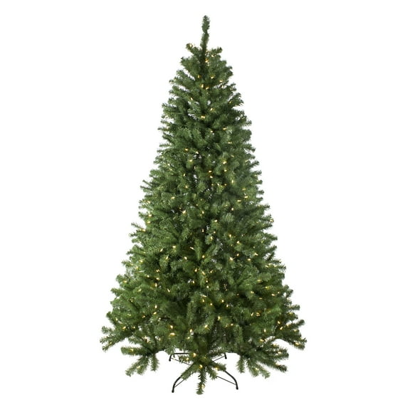 Northlight Multi-color LED Green Hinged Pine Christmas Trees, 7.5'