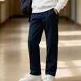 thumbnail image 2 of SGFCWSX Boys Chino Pants, Straight Leg Pleated Button Zipper Relaxed Fit Trousers with Pockets for School Uniform Navy Size 4T, 2 of 8