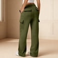 thumbnail image 5 of ZHYou Cargo Sweatpants for Women,High Waist,Elastic Waistband,Side Pockets,Wide Leg Joggers,Green,Size S, 5 of 9