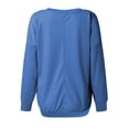 thumbnail image 6 of Kagetolytai Womens Tops Womens Casual V Neck Sweatshirt Loose Soft Long Sleeve Pullover Tops Solid Shirts With Side Pockets Plus Size Tops for Women Blue 3X, 6 of 7