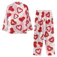 thumbnail image 2 of Renewold Women Casual Button Down Pajama Shirt Long Pants Set 2 Pieces Valentine's Day Sleep Pullover Tops Red Hearts Print Kiss Lips Nightwear Lounge Sets Size 3XL, 2 of 6