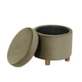 thumbnail image 3 of Gio Storage Ottoman, 19 Inch Round Lift Top, Sage Green Velvet Fabric, 3 of 3