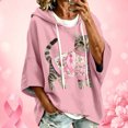 thumbnail image 2 of Breast Cancer Awareness Hoodies Women Hooded Pink Ribbon Sweatshirt | Batwing 3/4 Sleeve, Oversized, Pullover, Cute Pattern, Fall Comfort, We Wear Pink in October, Sweat Shirts, Ladies Sweaters, 2 of 4