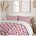 thumbnail image 6 of Ambesonne Geometric Duvet Cover Sets, Halved Striped Triangles, 2-King, Coral Pink and Dark Grey, 6 of 7
