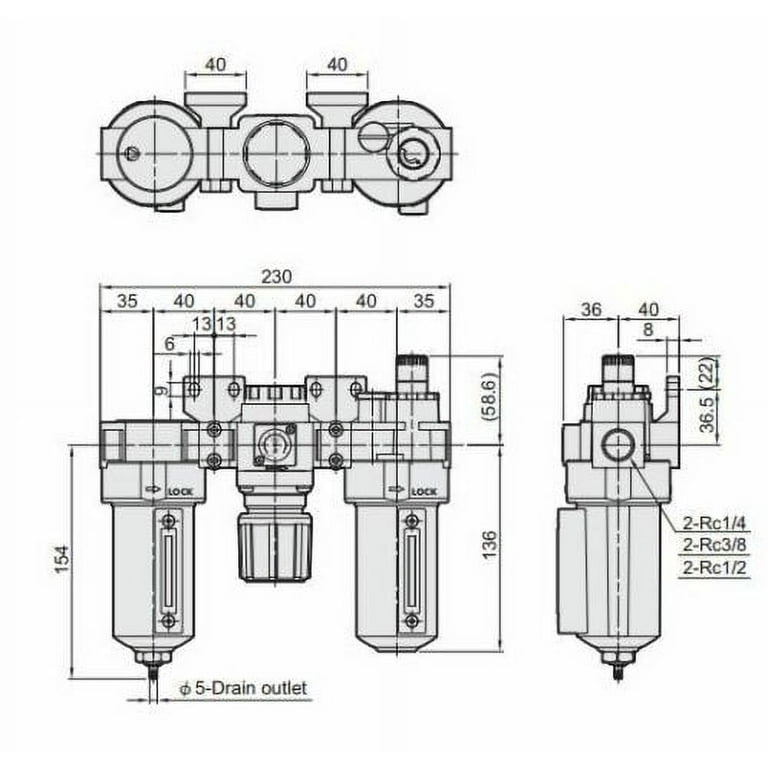 BENTISM Air Compressor Filter Regulator, 3/8 NPT 5μm Air