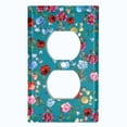 thumbnail image 2 of Metal Light Switch Plate Outlet Cover Colorful Floral Garden Wallpaper Teal ROS036, 2 of 13