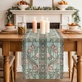 thumbnail image 2 of Table Runner 72 Inches Long for Kitchen Dining, Stained Glass Dresser Scarf Farmhouse, Dining Table Decorations for Wedding/Parties, Vintage Colorful Flower Animal Textured 13 x 72 In, 2 of 8