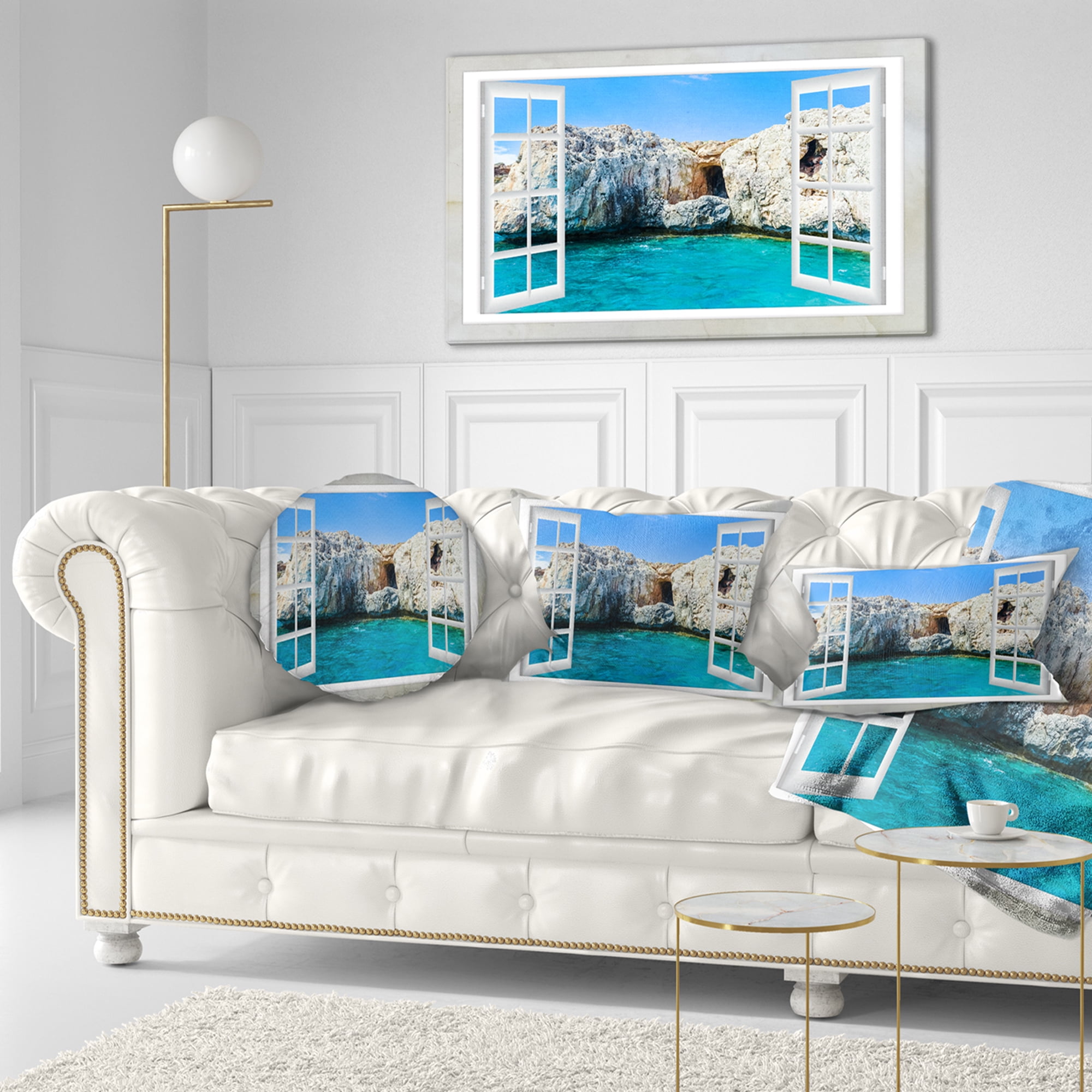 Designart 12" x 20" Blue Polyester Throw Pillow