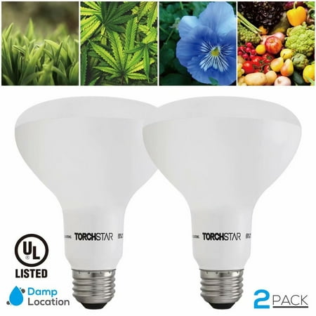 TORCHSTAR 2 Pack 10W BR30 LED Plant Grow Light Bulb, Spectrum Hydroponic Lighting for Indoor Planting, Gardening, Greenhouse, E26