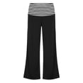 thumbnail image 3 of RUTAYY Women's Pants Casual Striped Fold Waist Loose Wide Leg Flowy Bottom Comfortable Everyday Wear Vacation Travel Trousers, 3 of 3