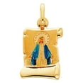 thumbnail image 2 of 14k Yellow Solid Gold and Enamel Virgin Mary Religious Pendant with 0.8-mm Square Wheat Chain, 2 of 8