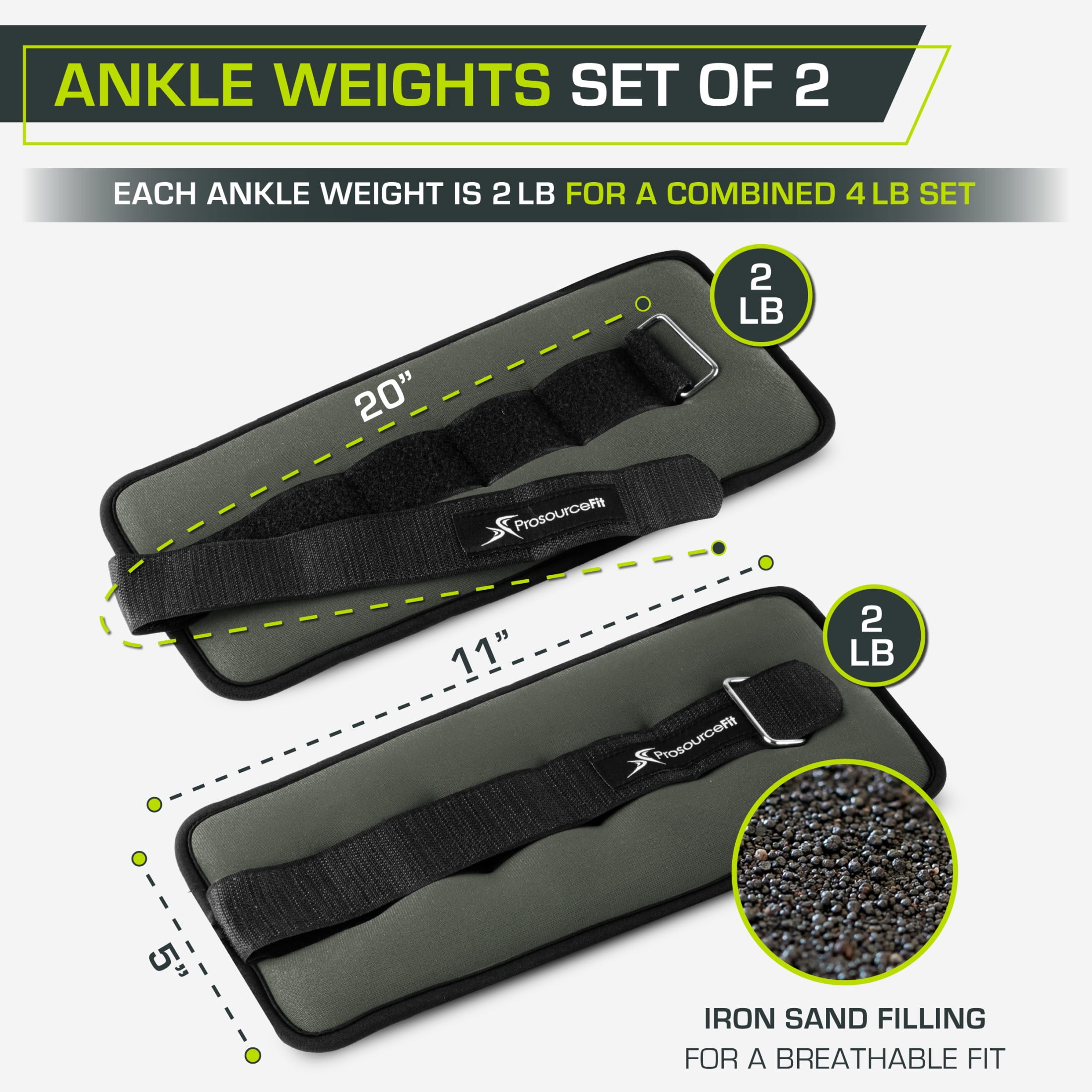 ProsourceFit Ankle Weights Set of 2 with Adjustable Comfort Fit