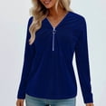 thumbnail image 2 of Blusas de Manga Larga para las Mujeres Cremallera de Cuello en V Delantera Color Sólido Top de Moda Casual, Tops de Color Sólido para las Mujeres, 2 of 9