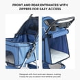 thumbnail image 5 of SHOUFTW 3 Wheel Dog Stroller, Folding Pet Stroller for Small Dogs & Cats, Pet Carrier with Storage Basket, Portable Travel Stroller, Blue, 5 of 8