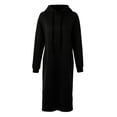 thumbnail image 2 of Sudadera larga suelta para mujer, vestido con capucha, sudaderas con capucha cálidas Irfora Negro XXXL, 2 of 7