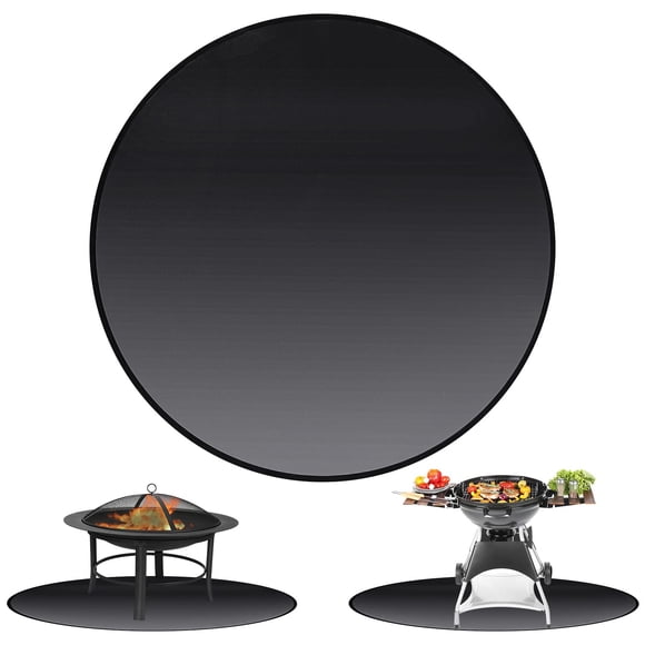 Tapis Rond de Foyer 100 cm (39 Pouces) - Protecteur de Gril Ignifuge à 3 Couches pour Terrasse, Pelouse et Gazon, Tapis de BBQ Robuste sous les Chauffages au Gaz Ou de Camping
