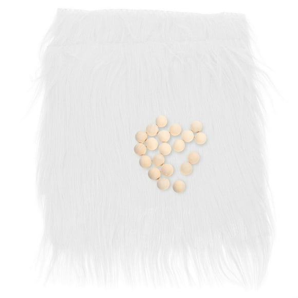 CNKOO 1 Set Faux Fur Square Fabric and Wooden Balls Kit for Crafts Sewing DIY Dolls