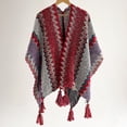 thumbnail image 2 of Women's Thickened Knit Scarf with Tassel Detail Retro Split Winter Shawl, 2 of 4