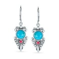 thumbnail image 2 of Bling Jewelry Womens Western  Style Turquoise & Carnelian Gemstone Dangle Earrings, 2 of 6