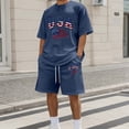 thumbnail image 2 of IWRICH Men's 4th of July Outfits USA Flag Patriot Short Sleeve Shirts and Shorts Set 2 Piece Independence Day Athletic Jogging Tracksuits Navy XXL, 2 of 4