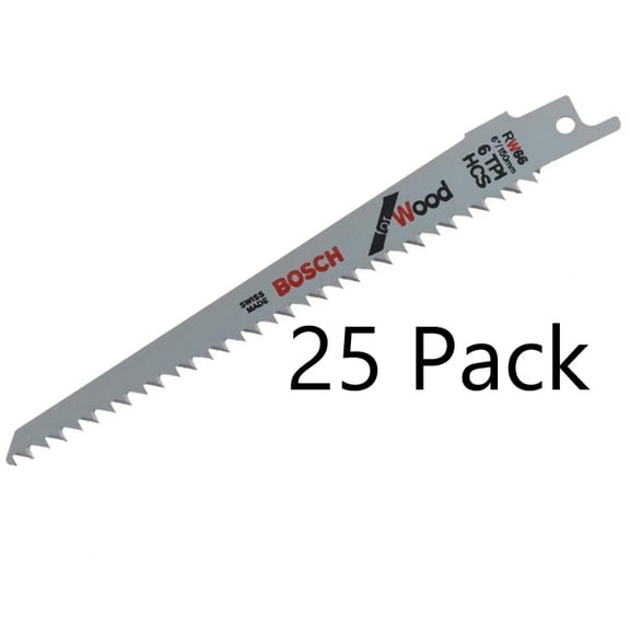 Bosch 25 Pack 6-Inch 6 TPI Reciprocating Saw Blades - RW66-25PK