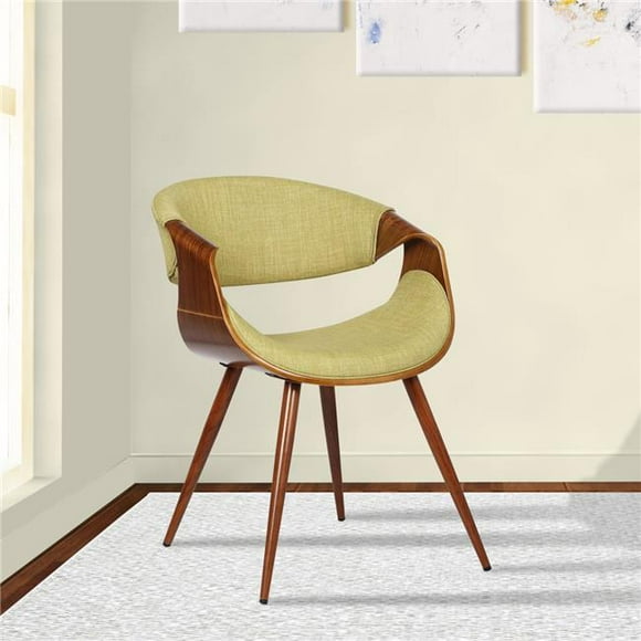 Chaise de Salle à Manger Mi-Siècle en Tissu Vert Noyer