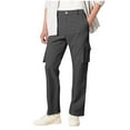 thumbnail image 5 of SGFCWSX Men Button Cargo Pants,Solid with Zip Casual Multi Pocket Straight Leg Trousers Dark Gray L, 5 of 8