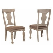 KB  Wood Upholstered Dinette Dining Room Side Chairs - 2 Tone Brown - Set of 2