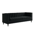 thumbnail image 3 of Nicole Miller Janie Velvet Sofa Channel Tufted Nailhead Trim Metal Leg Tip Contemporary, Black/Chrome, 3 of 9