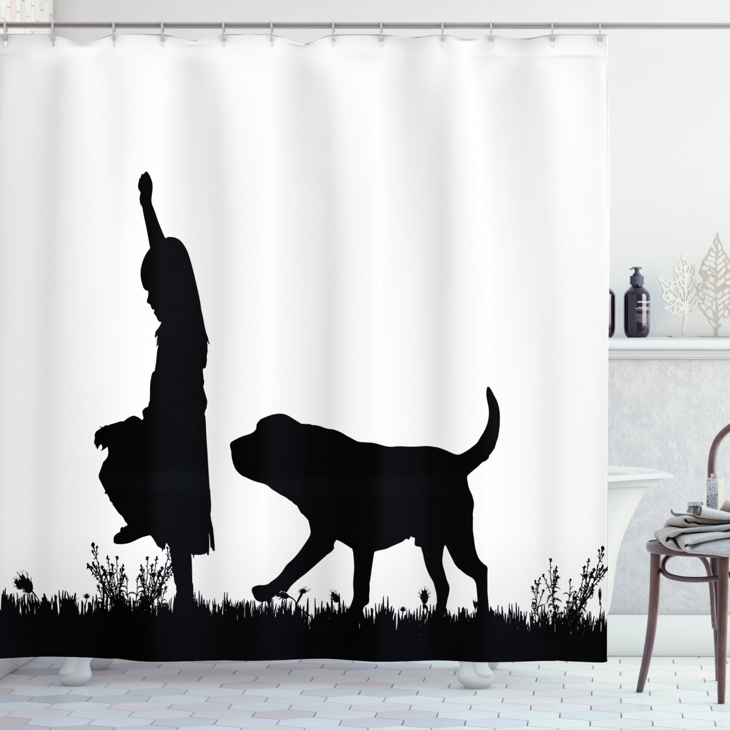 Painted Basset Hound Shower Curtain Bathroom Decor Fabric & 12hooks 71*71inches 