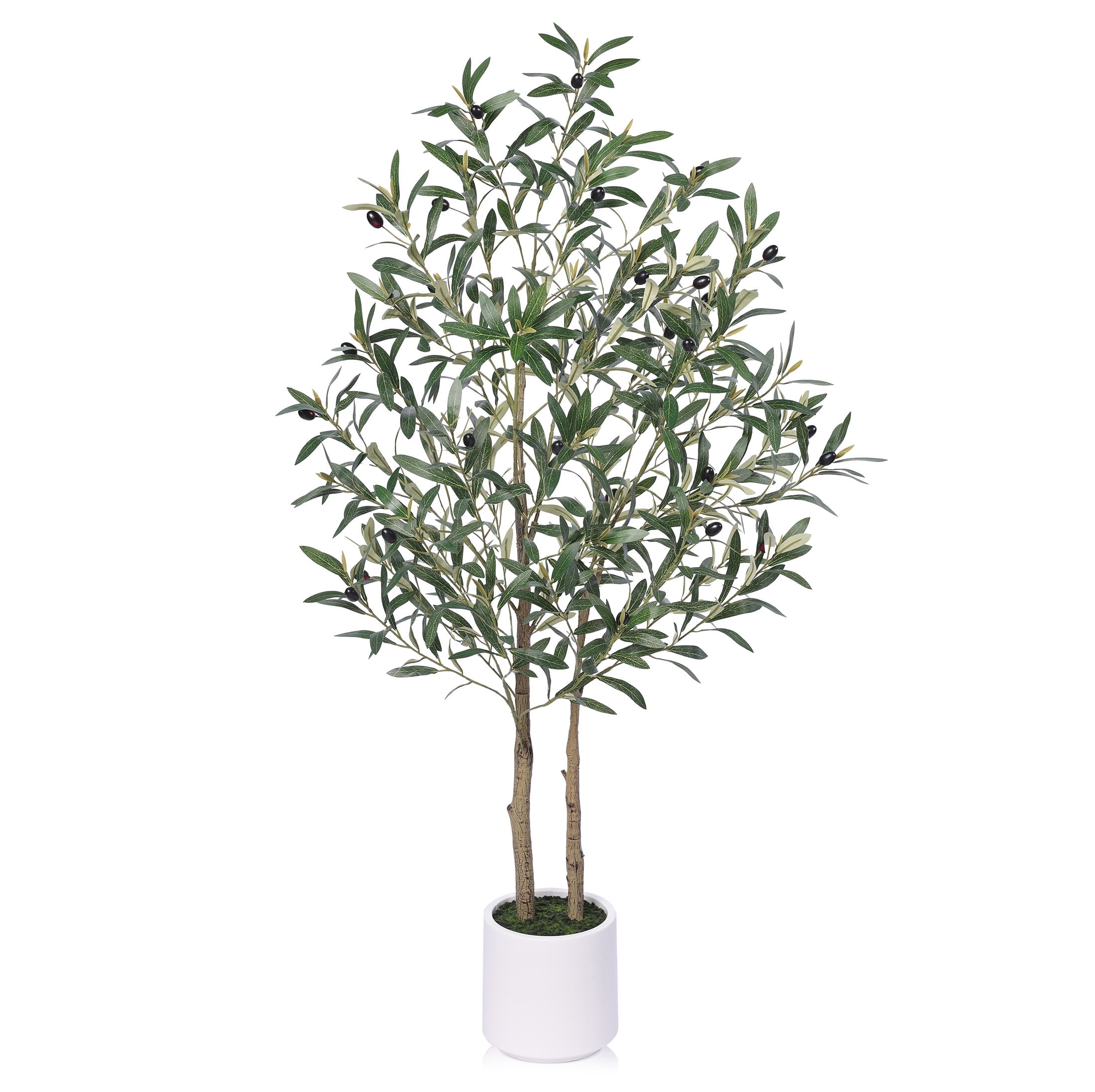 DR.Planzen 4.5ft Artificial Olive Tree with White Planter, Tall