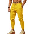 thumbnail image 4 of Men's Tapered Jogger Sweatpants, Drawstring Elastic Waist Outdoor Working Pants, Fall Slim Fit Solid Color Casual Trousers with Pockets Yellow 3XL, 4 of 5