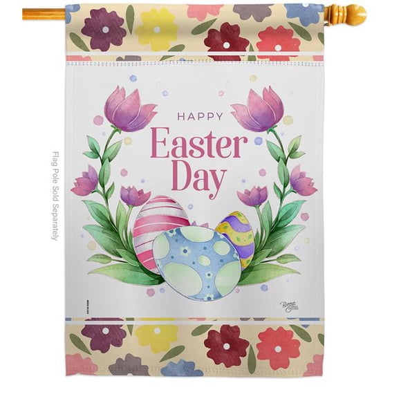 Breeze Decor H103071-BO Joyful Easter House Flag Spring 28 x 40 in. Double-Sided Decorative Vertical Flags for Decoration Banner Garden Yard Gift