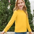 thumbnail image 5 of Otqutp 5-14 Years Girls Long Sleeve T Shirts Kids Fall Fashion Tops Crewneck Basic Tees Girls Shirts Cotton T-Shirts Loose Tunic Tops (a-Yellow,7-8 Years), 5 of 7