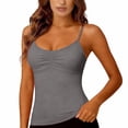 thumbnail image 6 of Aoiroe Womens U Neck Shapewear Built-in Bra Tank High Strechy Sleeveless Slim Fit Tops Camisole Workout Tops Gray L, 6 of 9