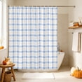 thumbnail image 4 of Blue Checkered Shower Curtain, Waterproof Shower Curtains for Bathroom, Buffalo Elegant Pastoral Farmhouse Art Washable Fabric Bathtub Curtain Set Bath Decor with 12 Hooks 48"x72", 4 of 8