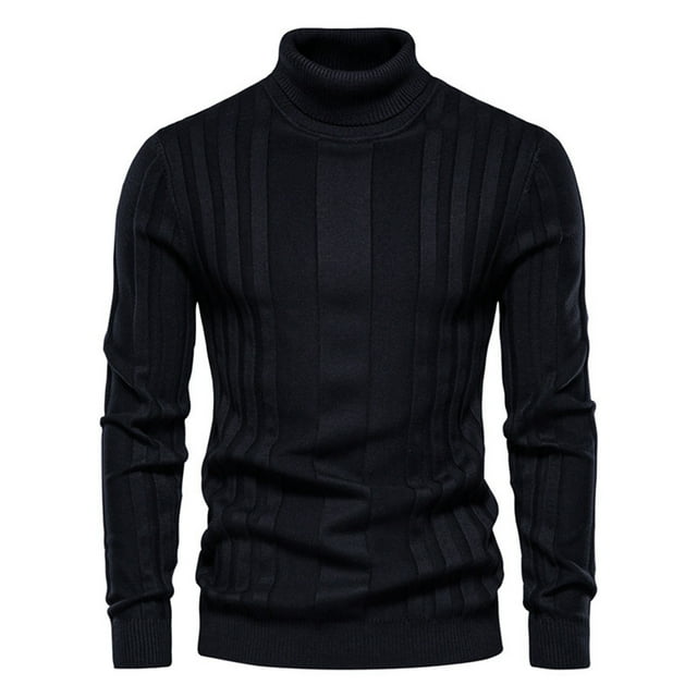 Gibobby Suéter hombre Suéter con Cuello Alto y Corte Ajustado para Hombre(Negro,XG)