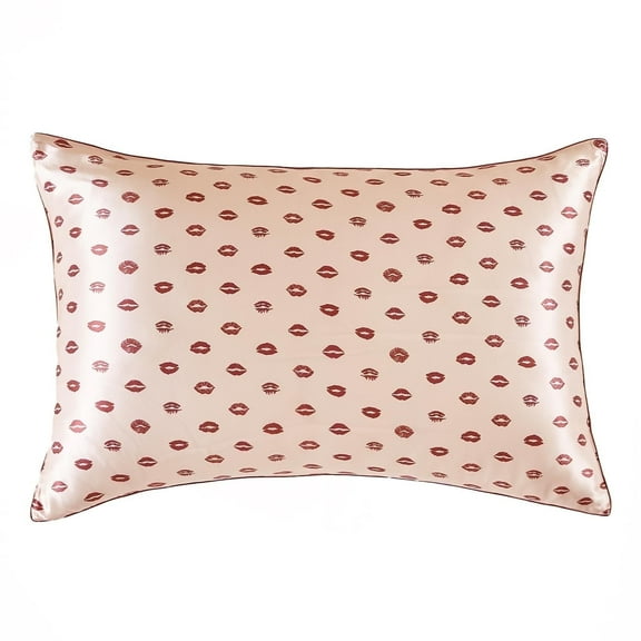 THXSILK Standard Size Silk Pillowcase, 19 Momme Natural Mulberry Pillow Case for Hair and Skin, Grade 6A  Mulberry Silk Pillow Case with Hidden Zipper, 20"x26", Red lips