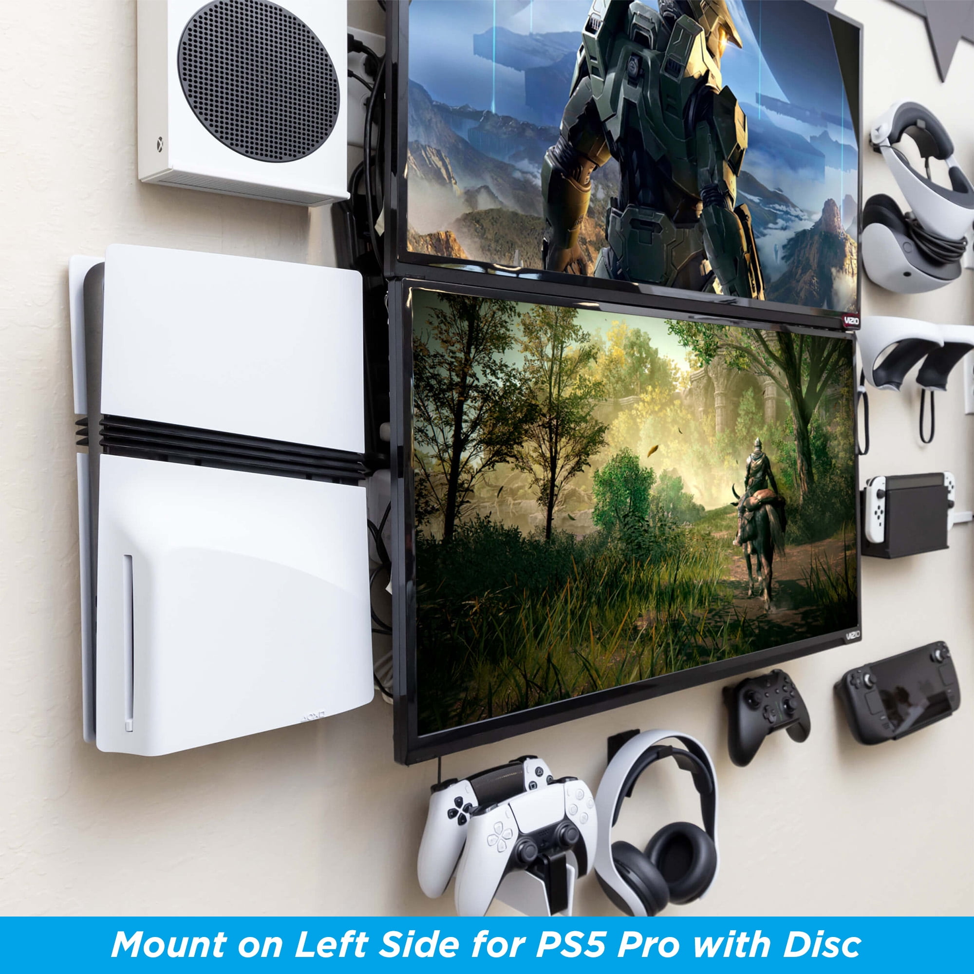 HIDEit Mounts for PS5 Pro and Original PS5 - Patented Wall Mount Kit for PlayStation 5 - Keeps Your Console Cool - American Company - Quality Steel Mount for PS5 and PS5 Pro (Not PS5 Slim)
